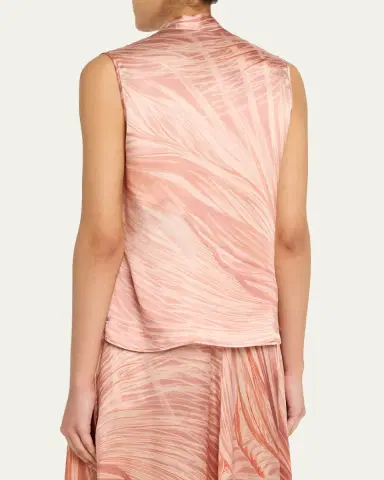 Kiton Feather-Print Silk Sleeveless Blouse | Thumbnail 3 Kiton Feather-Print Silk Sleeveless Blouse | Thumbnail 3