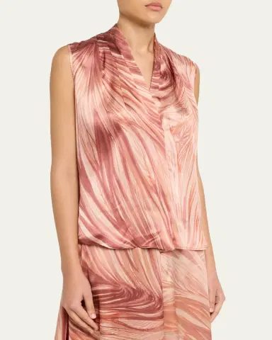 Kiton Feather-Print Silk Sleeveless Blouse | Thumbnail 4 Kiton Feather-Print Silk Sleeveless Blouse | Thumbnail 4
