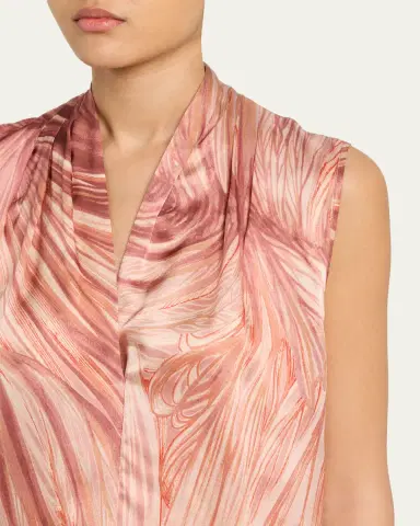 Kiton Feather-Print Silk Sleeveless Blouse | Thumbnail 5 Kiton Feather-Print Silk Sleeveless Blouse | Thumbnail 5