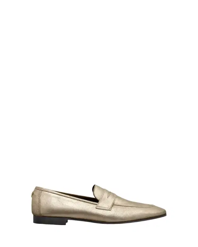 Metallic Leather Penny Loafers