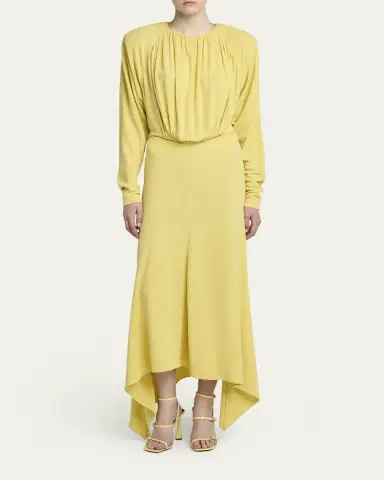 Stella McCartney Gathered Long-Sleeve Midi Handkerchief Dress | Thumbnail 2