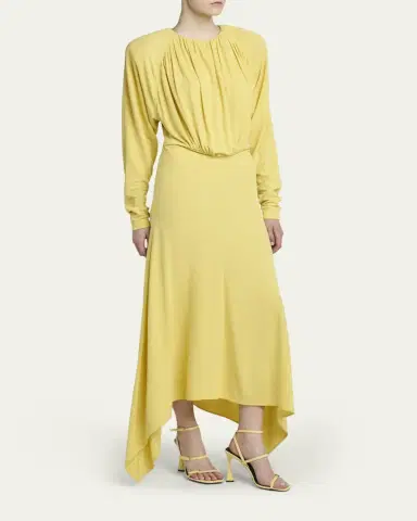 Stella McCartney Gathered Long-Sleeve Midi Handkerchief Dress | Thumbnail 4