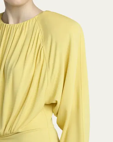 Stella McCartney Gathered Long-Sleeve Midi Handkerchief Dress | Thumbnail 5