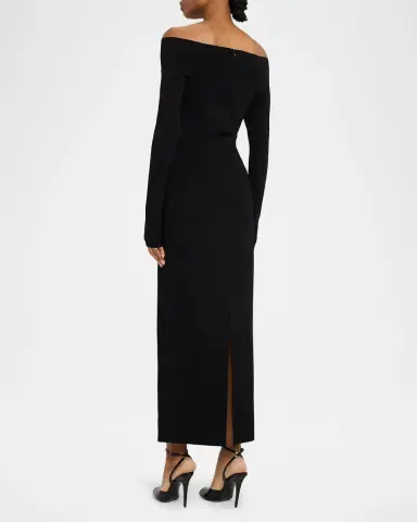 Stella McCartney Compact Knit Off-Shoulder Maxi Dress | Thumbnail 7