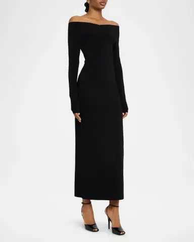Stella McCartney Compact Knit Off-Shoulder Maxi Dress | Thumbnail 8