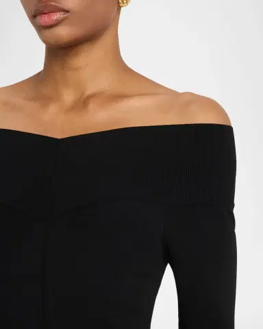 Stella McCartney Compact Knit Off-Shoulder Maxi Dress | Thumbnail 9