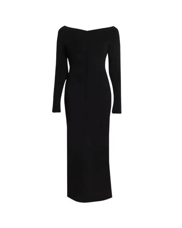 Compact Knit Off-Shoulder Maxi Dress