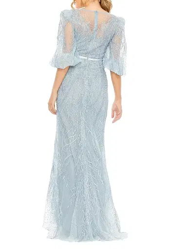 Mac Duggal Women's Evening Tulle Puff-Sleeve Gown - Ice Blue | Thumbnail 2 Mac Duggal Women's Evening Tulle Puff-Sleeve Gown - Ice Blue | Thumbnail 2