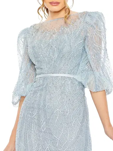 Mac Duggal Women's Evening Tulle Puff-Sleeve Gown - Ice Blue | Thumbnail 3 Mac Duggal Women's Evening Tulle Puff-Sleeve Gown - Ice Blue | Thumbnail 3