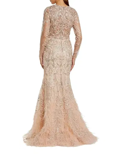 Mac Duggal Women's Evening Embroidered Illusion Gown - Blush - Size 16 | Thumbnail 2