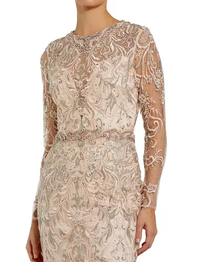 Mac Duggal Women's Evening Embroidered Illusion Gown - Blush - Size 16 | Thumbnail 3