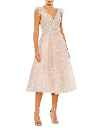 Mac Duggal Women's Cocktail Lace Fit & Flare Midi-Dress - Pink - Size 14 | Thumbnail 1