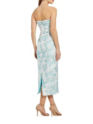 Mac Duggal Women's Cocktail Brocade Strapless Midi-Dress - French Blue | Thumbnail 2