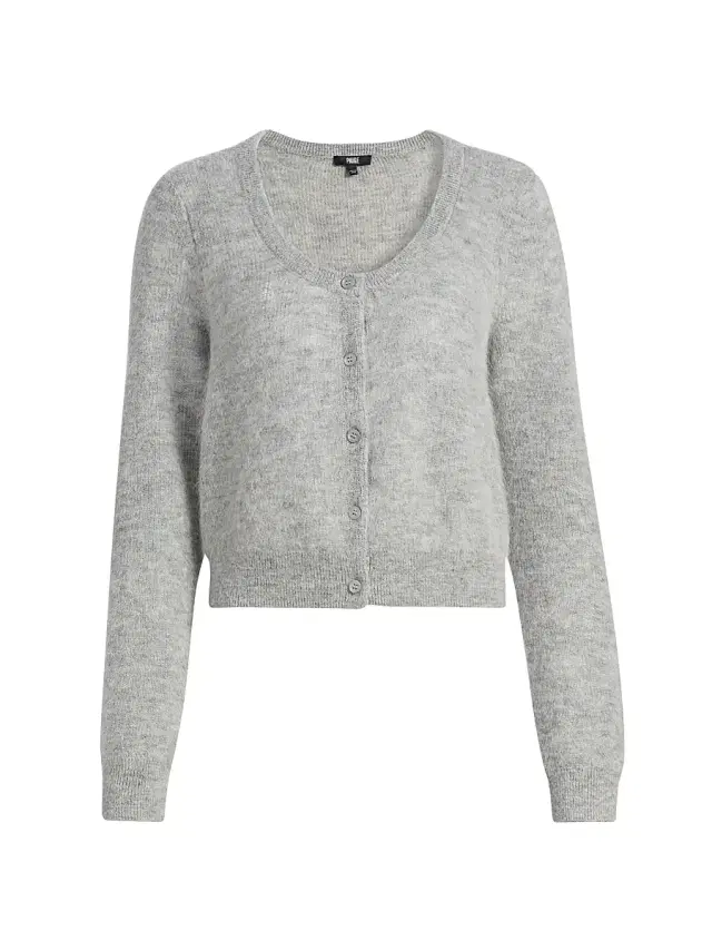 PAIGE Women's Fortuna Alpaca-Wool Crop Cardigan - Heather Grey
