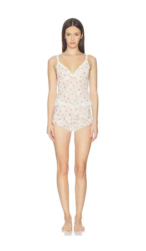 Stretch Lace Triangle Cami And Short Set