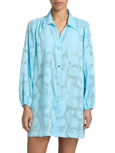 Lilly Pulitzer Women's Sadira Cover-Up Shirtdress - Blue Multi - Size Large | Thumbnail 3 Lilly Pulitzer Women's Sadira Cover-Up Shirtdress - Blue Multi - Size Large | Thumbnail 3