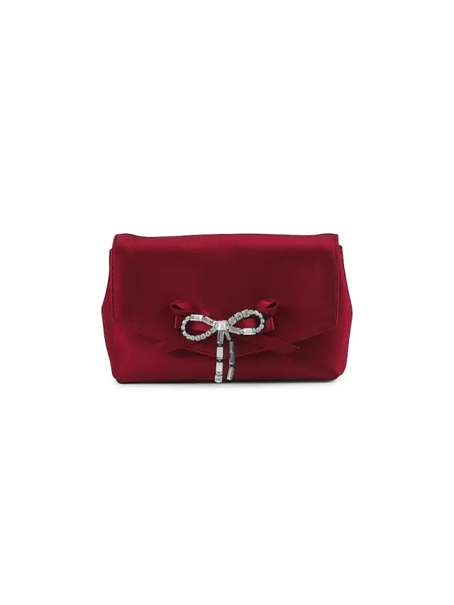 Jimmy Choo Women's Mini Bow Satin Crossbody Bag - Ruby Red Silver