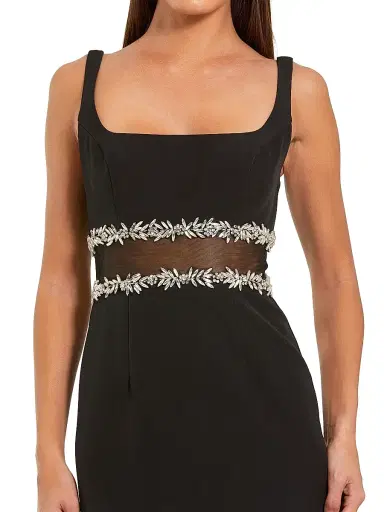 Mac Duggal Women's Petite leena 2 Embellished Crepe Mermaid Midi-Dress | Thumbnail 3 Mac Duggal Women's Petite leena 2 Embellished Crepe Mermaid Midi-Dress | Thumbnail 3