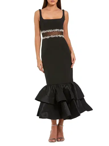 Mac Duggal Women's Petite leena 2 Embellished Crepe Mermaid Midi-Dress | Thumbnail 1 Mac Duggal Women's Petite leena 2 Embellished Crepe Mermaid Midi-Dress | Thumbnail 1