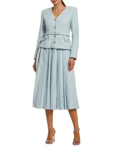 Mac Duggal Women's Ieena Bouclé Tailored Midi-Dress - Powder Blue - Size 16 | Thumbnail 1