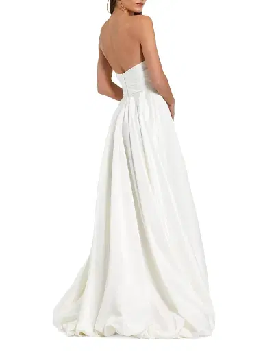 Mac Duggal Women's Petite High-Low Bubble Hem Satin Gown | Thumbnail 2