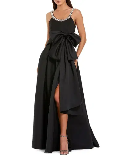 Mac Duggal Women's Petite Ieena 1 Bow-Detailed Satin A-Line Gown | Thumbnail 1