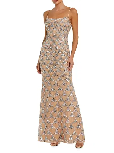 Mac Duggal Women's Prom Sequined Mesh Slipdress | Thumbnail 1