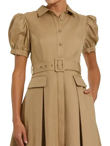Mac Duggal Women's Cocktail Twill Belted Midi-Dress | Thumbnail 3 Mac Duggal Women's Cocktail Twill Belted Midi-Dress | Thumbnail 3