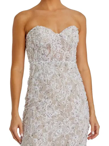 Mac Duggal Women's Embellished Floral Lace Strapless Bustier Gown | Thumbnail 3 Mac Duggal Women's Embellished Floral Lace Strapless Bustier Gown | Thumbnail 3