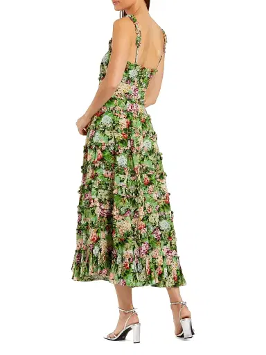 Mac Duggal Women's Cocktail Floral Fit & Flare Midi-Dress - Green Multi - Size 14 | Thumbnail 2