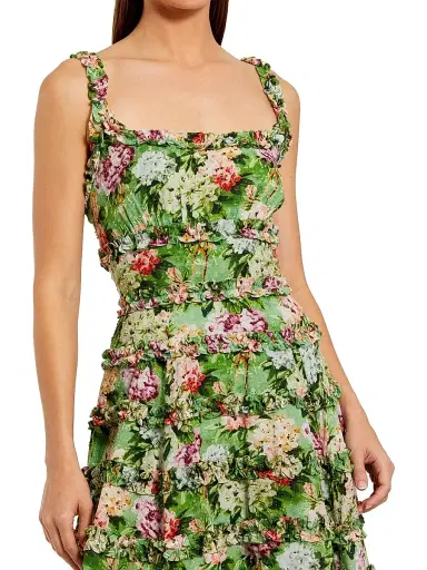 Mac Duggal Women's Cocktail Floral Fit & Flare Midi-Dress - Green Multi - Size 14 | Thumbnail 3