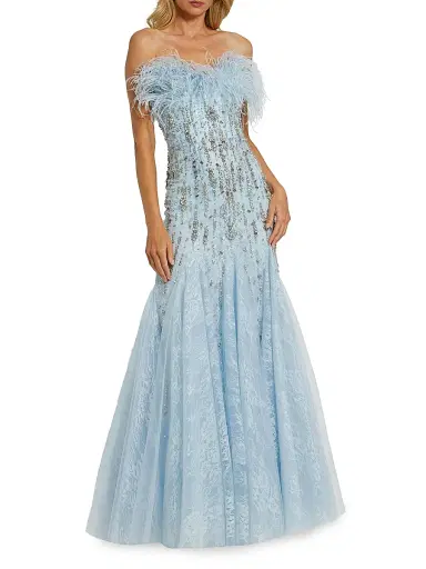 Mac Duggal Women's Evening Feather Strapless Gown | Thumbnail 1 Mac Duggal Women's Evening Feather Strapless Gown | Thumbnail 1
