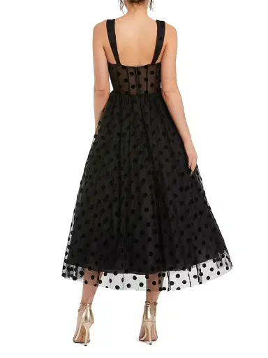 Mac Duggal Women's Petite leena 2 Polka Dot A-Line Midi-Dress | Thumbnail 2 Mac Duggal Women's Petite leena 2 Polka Dot A-Line Midi-Dress | Thumbnail 2