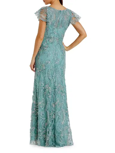 Mac Duggal Women's Petite Evening Floral Embroidered A-Line Gown - Seafoam - Size Petite 14 | Thumbnail 2