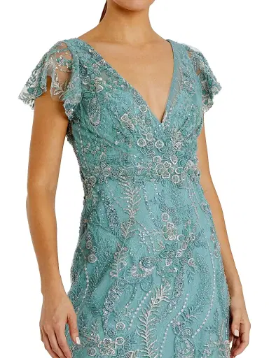 Mac Duggal Women's Petite Evening Floral Embroidered A-Line Gown - Seafoam - Size Petite 14 | Thumbnail 3