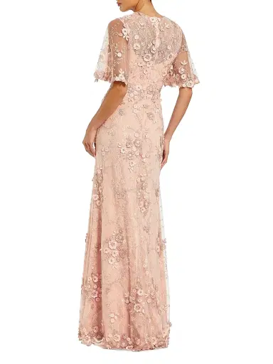 Mac Duggal Women's Petite Floral Embroidered A-Line Gown - Rose - Size Petite 16 | Thumbnail 2 Mac Duggal Women's Petite Floral Embroidered A-Line Gown - Rose - Size Petite 16 | Thumbnail 2