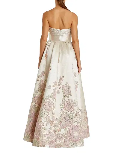 Mac Duggal Women's Evening Brocade Strapless Gown - Champagne Multi - Size 14 | Thumbnail 2