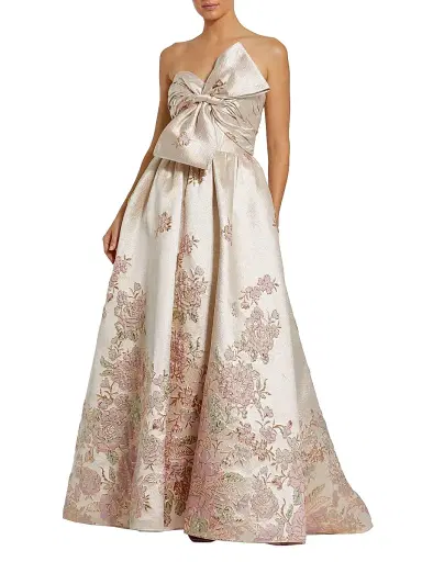 Mac Duggal Women's Evening Brocade Strapless Gown - Champagne Multi - Size 14 | Thumbnail 1
