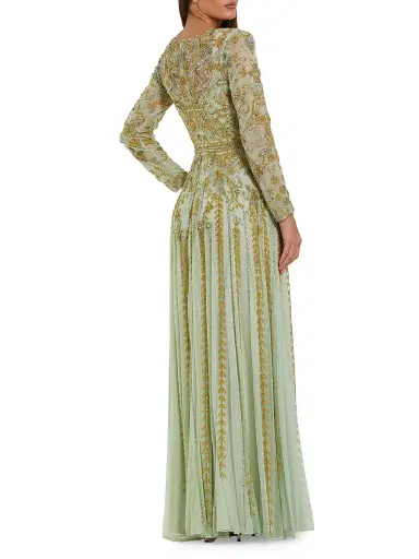 Mac Duggal Women's Evening Beaded Mesh Gown - Light Sage - Size 18 | Thumbnail 2 Mac Duggal Women's Evening Beaded Mesh Gown - Light Sage - Size 18 | Thumbnail 2