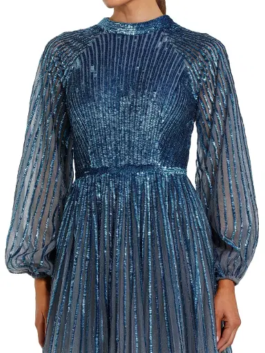 Mac Duggal Women's Evening Ombré Mesh A-Line Gown - Slate Blue - Size 24 | Thumbnail 3