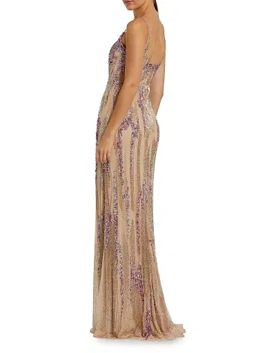 Mac Duggal Women's Evening Sequined Mesh Gown - Beige - Size 14 | Thumbnail 2