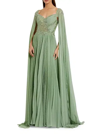 Mac Duggal Women's Evening Pleated Cape Gown - Sage - Size 16 | Thumbnail 1 Mac Duggal Women's Evening Pleated Cape Gown - Sage - Size 16 | Thumbnail 1