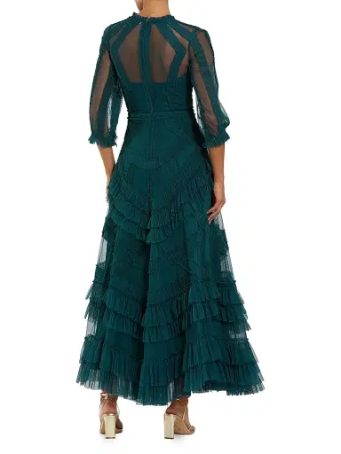 Mac Duggal Women's Evening Mesh Ruffle-Trim Gown - Teal - Size 24 | Thumbnail 2 Mac Duggal Women's Evening Mesh Ruffle-Trim Gown - Teal - Size 24 | Thumbnail 2