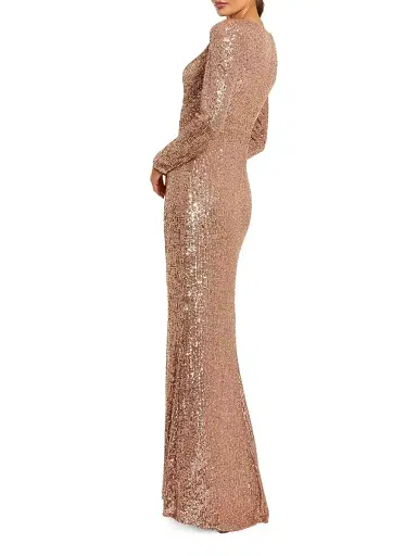 Mac Duggal Women's Ieena Sequined Column Gown - Copper - Size 14 | Thumbnail 2