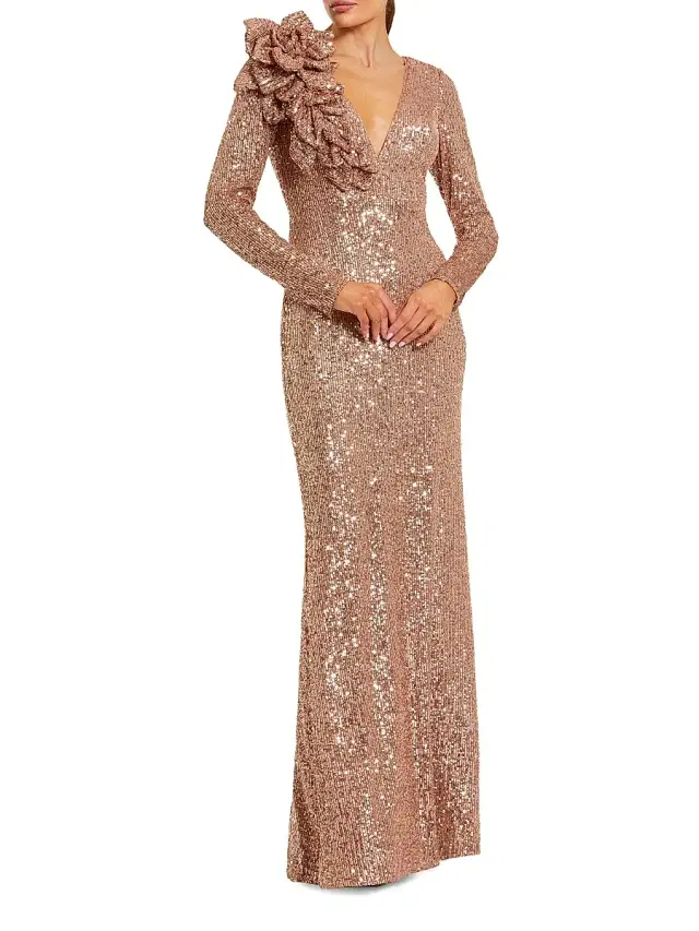 Mac Duggal Women's Ieena Sequined Column Gown - Copper