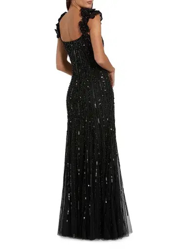 Mac Duggal Women's Evening Beaded Floral Mesh Gown - Black - Size 14 | Thumbnail 2 Mac Duggal Women's Evening Beaded Floral Mesh Gown - Black - Size 14 | Thumbnail 2