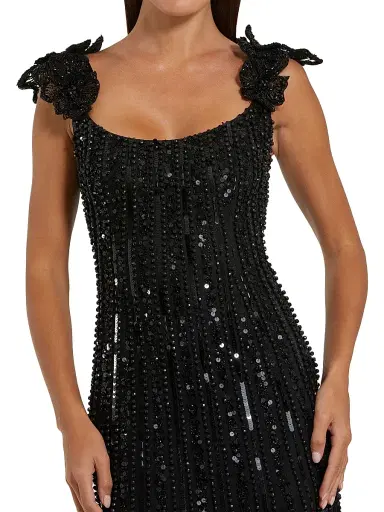 Mac Duggal Women's Evening Beaded Floral Mesh Gown - Black - Size 14 | Thumbnail 3 Mac Duggal Women's Evening Beaded Floral Mesh Gown - Black - Size 14 | Thumbnail 3
