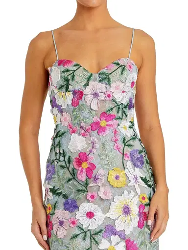 Mac Duggal Women's Petite Floral Embroidered Column Gown - Sage Multi - Size Petite 12 | Thumbnail 3