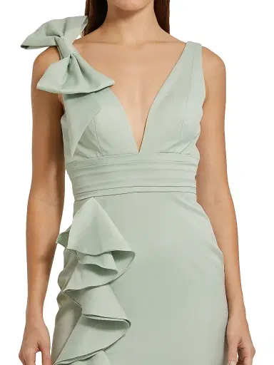 Mac Duggal Women's Ieena Crepe V-Neck Ruffle Gown | Thumbnail 3 Mac Duggal Women's Ieena Crepe V-Neck Ruffle Gown | Thumbnail 3
