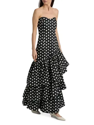 Cara Cara Women's Sonoma Strapless Polka Dot Ruffle Maxi Dress | Thumbnail 2